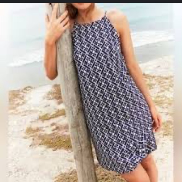Boden Dresses & Skirts - BODEN GEOMETRIC PRINT COTTON JERSEY SHIFT DRESS IN BLUE TRANQUIL GEO SZ 8 L